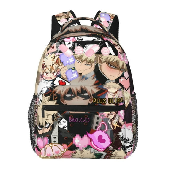 Katsuki Bakugo Backpacks Cute Cartoon Casual School Laptop Bag, College Students Bookbag Computer Bag for Travel Hiking Work
