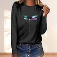 thumbnail image 4 of Charella Long Sleeve Shirts for Women Dragonfly Funny Graphic Tee Tops Casual Loose Crew Neck Printed Tshirts (Black, XL), 4 of 4