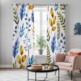 thumbnail image 4 of Watercolor Botanical Kitchen Curtains Window Panels, Blue Yellow Leaves Floral Plants Spring Insulated Window Treatment Curtain, Grommet Curtains for Bedroom/Living Room/Bathroom, 2 Piece 42"Wx84"L, 4 of 8