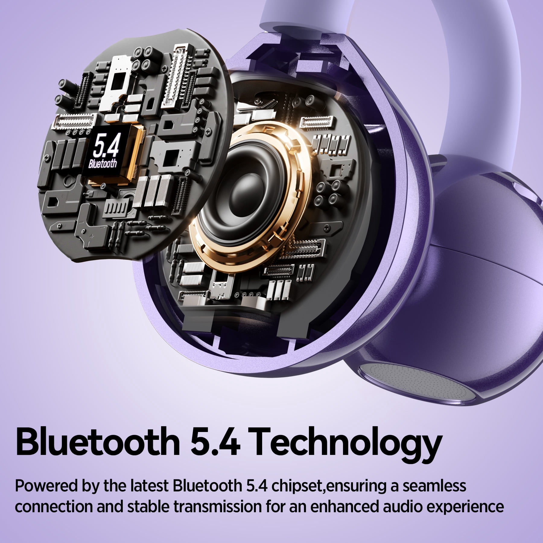 STA Open Ear Clip-On Earbuds, LCD Touch Screen,Bluetooth 5.4 Sports Earphones,ENC Call Noise Cancelling Earphones with Mic,Ear Clip Earbuds,Bass Boost,IPX7 Waterproof,60H Playtime,Lightweight