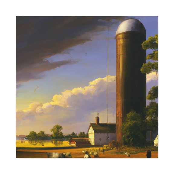 Silo in Moonlight Scene - Canvas