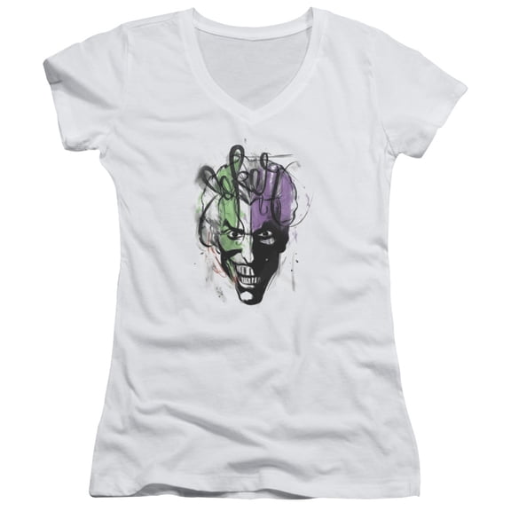 Batman Joker Airbrush Junior Women's T-Shirt V-Neck White