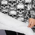thumbnail image 3 of Oversized Wearable Blanket Hoodie,Black White Skull Stack Pattern Sherpa Blanket Hoodie with Super Pockets,Super Warm Fuzzy Pullover for Women & Men, 3 of 6