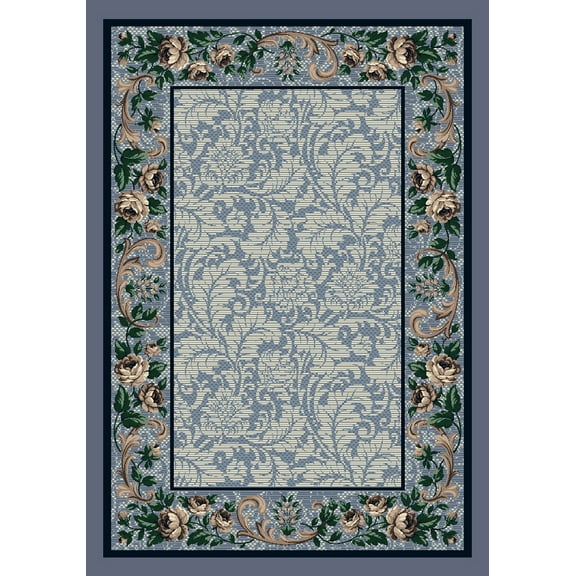 Milliken Innovations Area Rug ROSE DAMASK LAPIS Rose Damask Lapis 5' 4" x 7' 8" Rectangle