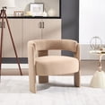 thumbnail image 3 of S-HOME Mid-Century Modern Velvet Accent Chair  with Wooden Legs for Living Room, Bedroom, Office Decor, khaki, 3 of 9