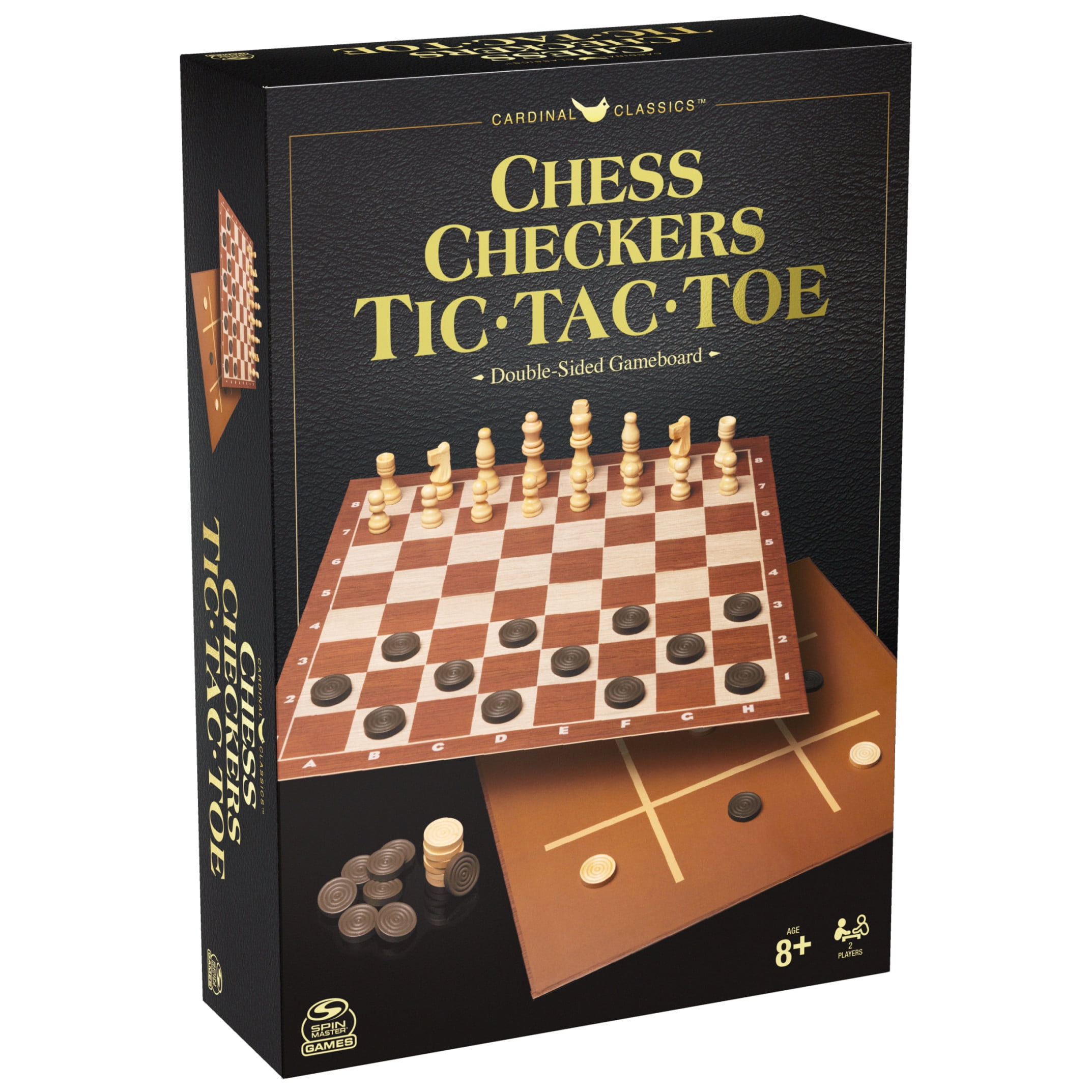 Cardinal 3-in-1 Board Game Set with Chess Checkers and Tic Tac Toe