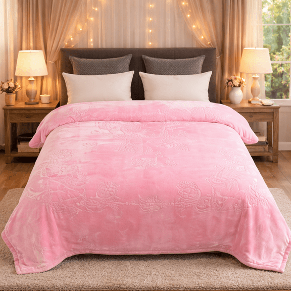 DBOZE King Size Fleece Blanket (85"x95") – 12lbs Heavyweight, 2-Ply Thick Korean Mink, Ultra Soft & Silky Warm Winter Blanket –Pink