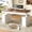 White+Brown, variant on 55.1" Farmhouse Electric Standing Desk with 3 Drawers and Storage Cabinet, Height Adjustable Executive Desk for Home Office