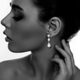 thumbnail image 2 of 5th & Main Sterling Silver Bead and Bezel Double Teardrop drop Earring with Blue Topaz and Rainbow Moonstone Gemstone, 2 of 3