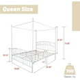thumbnail image 3 of AUFANK Classic Queen Size Metal Canopy Bed Frame, Easy Assembly, White, 3 of 6