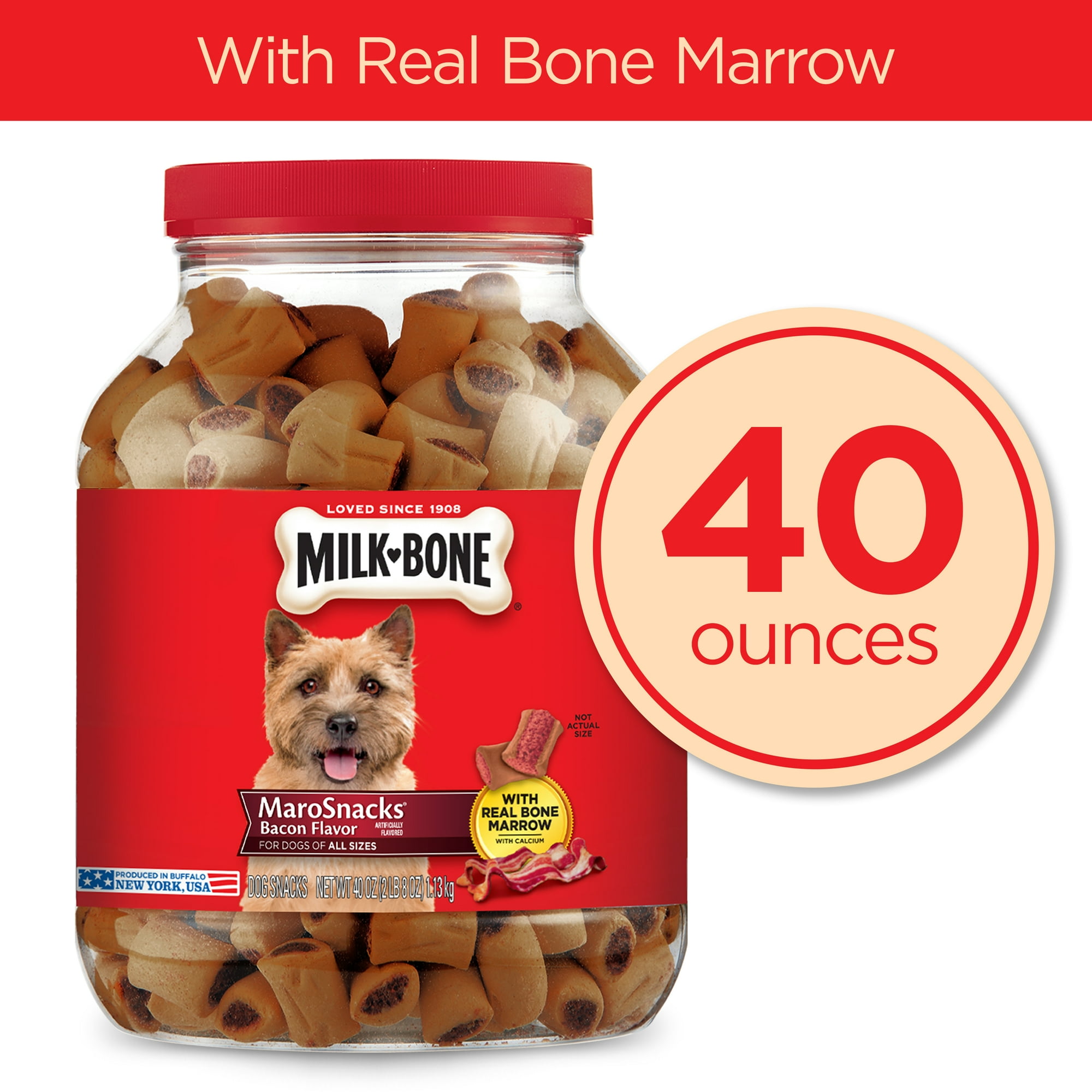 MilkBone 40Ounce Bacon Flavor Small Size Tasty Healthy MaroSnacks Dog