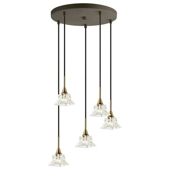 Woodbridge Lighting Christina 5-Light Metal Pendant in Brass/Bronze