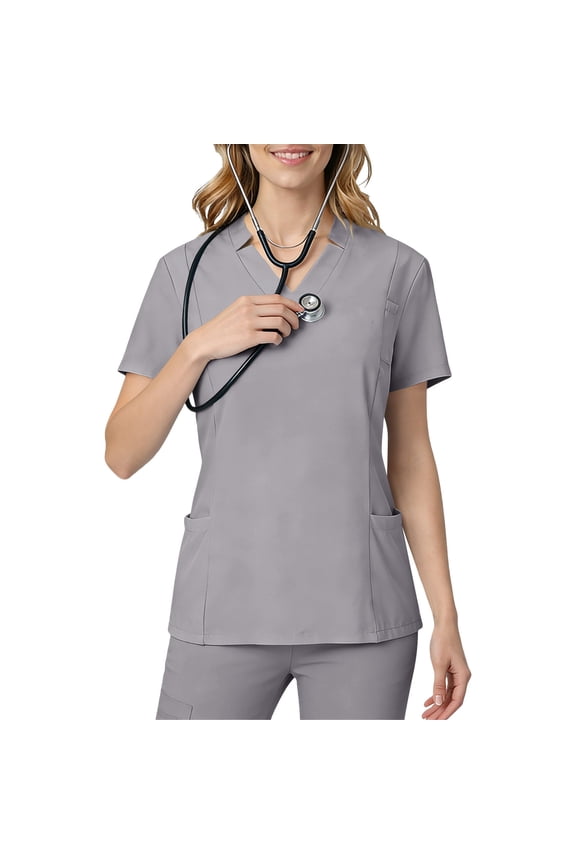 Women's Lightweight Scrub Tops Solid Color Short Sleeve V-Neck Pullover for Nursing Uniform, Breathable and Comfortable Tops for Women