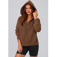thumbnail image 4 of Sudadera con Capucha Marrón para Mujer PRETTYGARDEN con Cierre - Talla Grande, 4 of 6