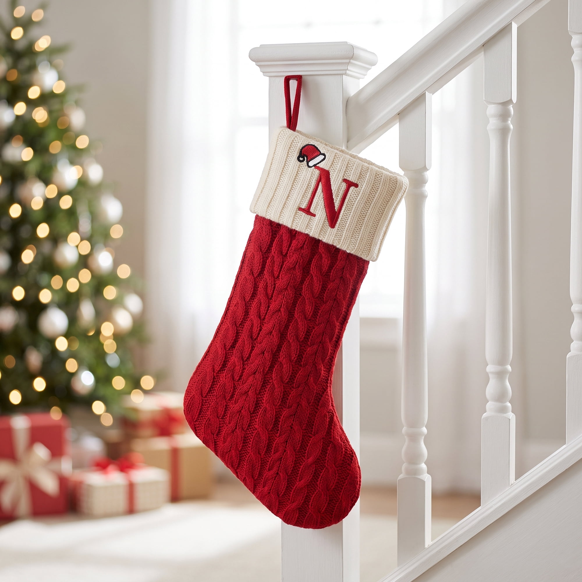 Unique Bargains Cartoon Christmas Luxury Grand Hearth Accent Stocking Letter N 8"