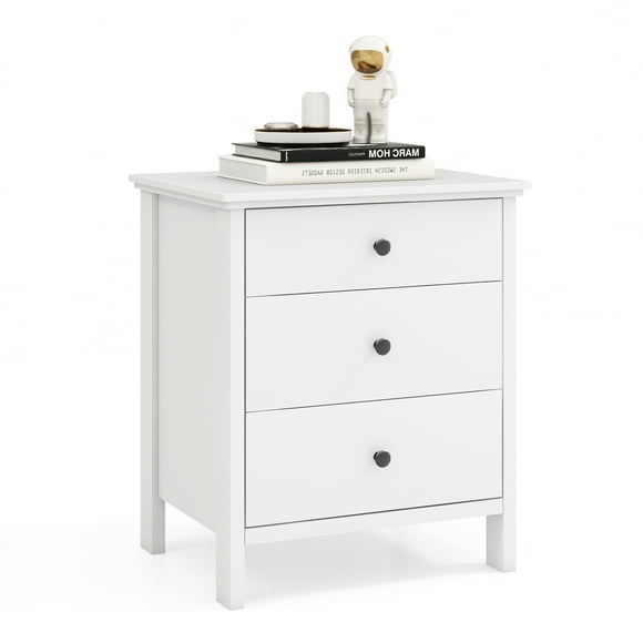 Patiojoy 3-Drawer Modern Nightstand Bedside Table Wooden End Table White