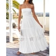 thumbnail image 2 of Vestido ZESICA 2025 bohemio de verano, largo maxi blanco, sin tirantes, talla XS, 2 of 9