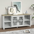 thumbnail image 2 of FESTIVO Vintage TV Stand with Carved Doors for Large Size TV 60"W x 27"H x 15.5"D - Grayish-white, 2 of 6