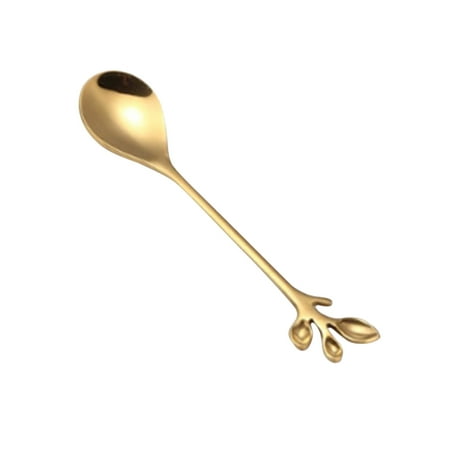 

YUEHAO Tableware Long Handle Iced Tea Spoons set Creative Gold Leaf Stirring Spoons handle ice tea Multicolor