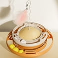 thumbnail image 3 of Cat Turntable Toy Interactive Funny Feather Circular Turntable Kitten Toys for Cats Kittens White Yellow, 3 of 5