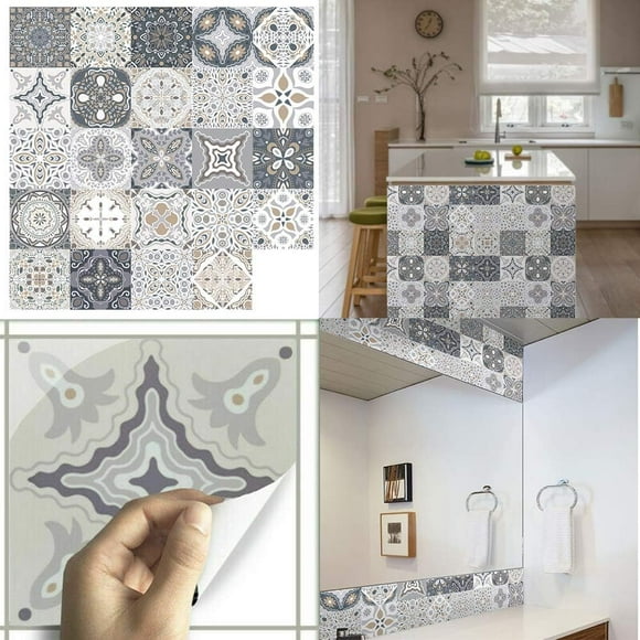 Stylish Wall Tile Sticker Decals For Kitchen And Bath, Self-adhesive Wall Tiles, 24 Pieces Set, Waterproof Oilproof, Easy To Trim And Cut, 10 Designs Available