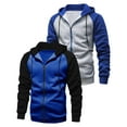 thumbnail image 3 of IYTR Mens Color Block Zip Up Jacket Hoodie Fleece Workout Hooded Sweatshirts Coats Loose Sportwear with Pocket (Sky Blue,XXL), 3 of 8