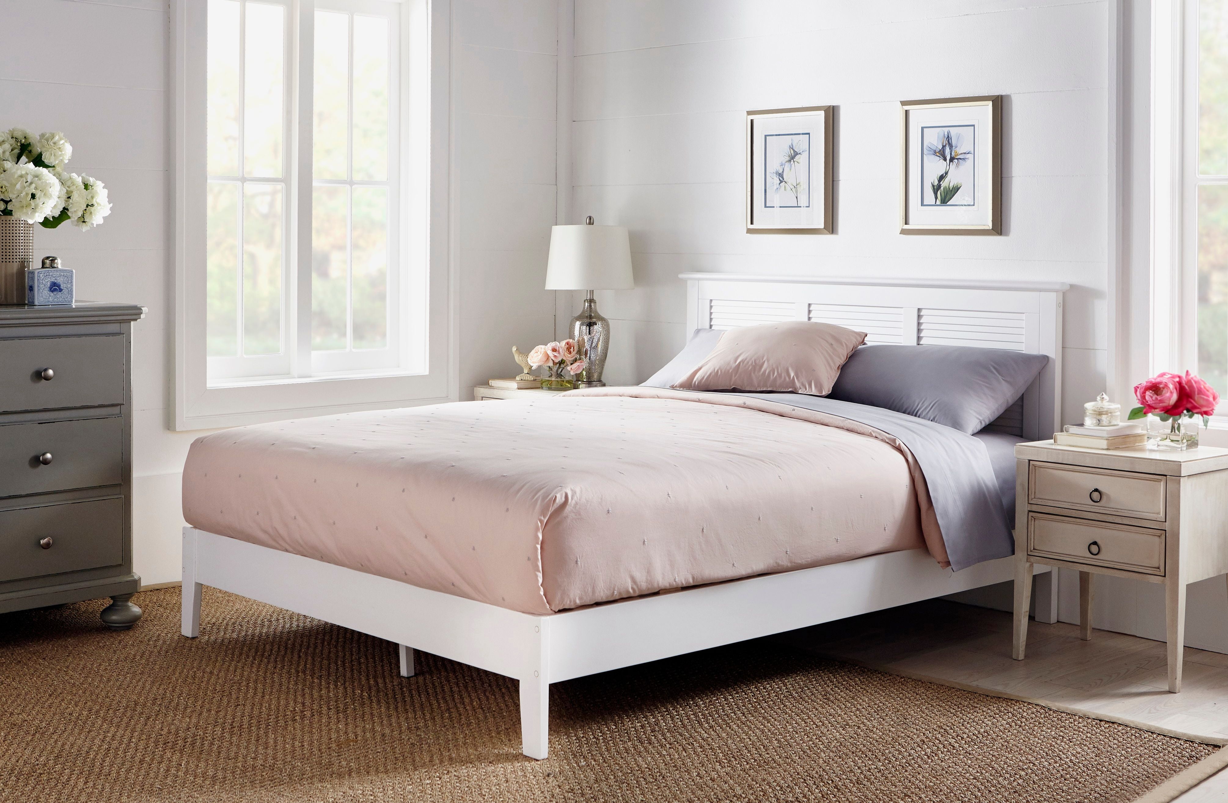 Lubi PWhite Queen Wood Platform Bed