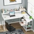 thumbnail image 5 of Tribesigns L Shaped Desk with Drawers and Monitor Stand, Reversible Corner Desk with Storage Shelves for Samll Home Office (White), 5 of 5
