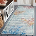 thumbnail image 6 of SAFAVIEH Barbados Coral Outdoor Area Rug, Teal/White, 8' x 8' Round, 6 of 6