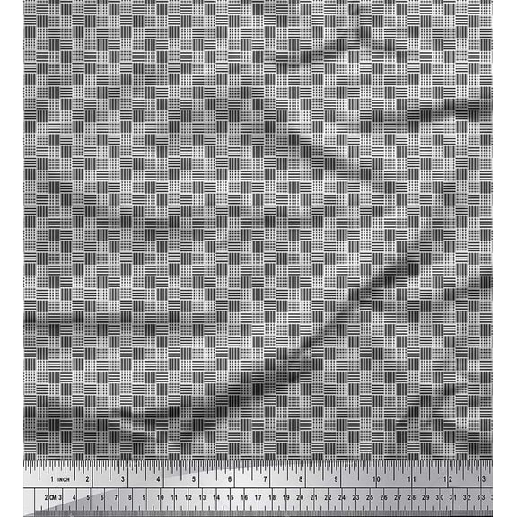 Soimoi Rayon Fabric Basketweave Shirting Printed Fabric 1 Yard 56 Inch Wide