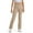 Khaki, variant on Little Kid Girls' School Uniform High Waisted Bootcut Pants, Elastic Waistband with Button Closure, Twill Material Khaki 7-8 Years