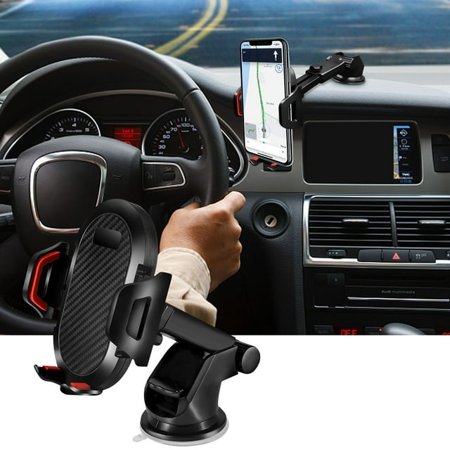 Soporte de Teléfono para Coche Giratorio de 360°: Ventosa con Una Sola Mano, Brazo Ajustable, Compatible con Teléfonos de 2 a 3,4 Pulgadas, Estable para Carreteras con Baches.