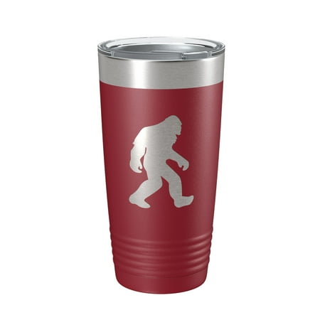 

Bigfoot Tumbler Sasquatch Travel Mug Insulated Laser Engraved Coffee Cup Outdoorsman Gift Bigfoot Shadow Silhouette 20 oz Maroon