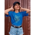 thumbnail image 2 of Stamps Passport Seals Women Royal Blue T-Shirt, Female x-Large, 2 of 4