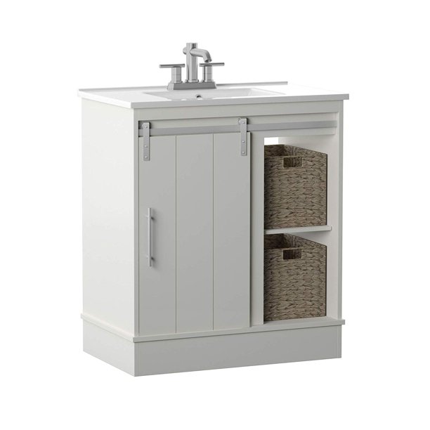 Pamari Milani 30” Single Bathroom Vanity with Sliding Barn Door and