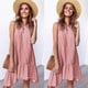 thumbnail image 5 of Vestido De Mujer Sin Mangas Chaleco De Puntos Vestido Suelto De Cuello Redondo Con Volantes, Rosa, 3XL Yuarrent AP002086-30, 5 of 7