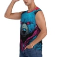 thumbnail image 3 of Fotbe Neon Cyberpunk Blue Bear Men's Camiseta sin Mangas Estampada para Hombres, Playera Casual para Gimnasio, Entrenamiento, Playa-Medium, 3 of 7