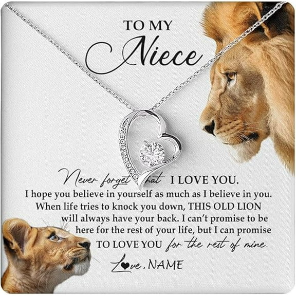 Niece Birthday Gift from Aunt, To My Niece Necklace from Aunt with Heart Touching Message Card and Gift Box, Forever Lover Heart Necklace, Zircon Necklace Gift for Niece
