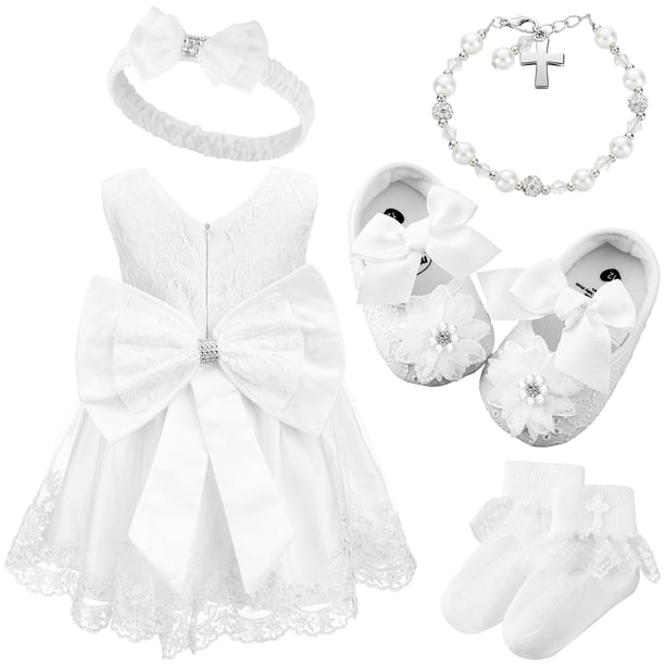 Conjunto de vestido de encaje Bunnycool para bautizo para bebés, 5 unidades, 6-12 m