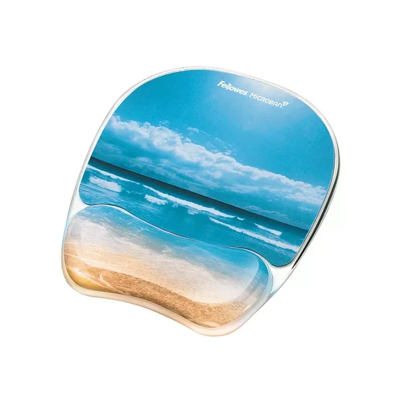 Fellowes Gel Mouse Pad w/Wrist Rest Photo 7 7/8 x 9 1/4 Sandy Beach 9179301