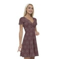 thumbnail image 1 of Women’s A Line Maroon Summer Dress, Retro Triangle Arrangement, Cross Wrap V Neck, 6 Sizes, by Ambesonne, 1 of 2
