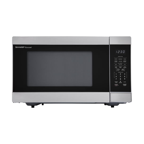 SHARP Plato giratorio de carrusel extraíble de 13.6", pies cúbicos, encimera SMC1662KS Horno de microondas de 1100 vatios, pies cúbicos, acero inoxidable, 1.6 pies cúbicos, inoxidable