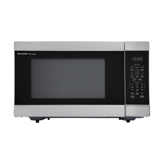 SHARP Plato giratorio de carrusel extraíble de 13.6", pies cúbicos, encimera SMC1662KS Horno de microondas de 1100 vatios, pies cúbicos, acero inoxidable, 1.6 pies cúbicos, inoxidable