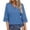 Blue, variant on ClodeEU Women's Lace Trim V Neck Bell Sleeve 3/4 Sleeve Blouse,Solid Color Casual Loose Top Black,Women's Plus L