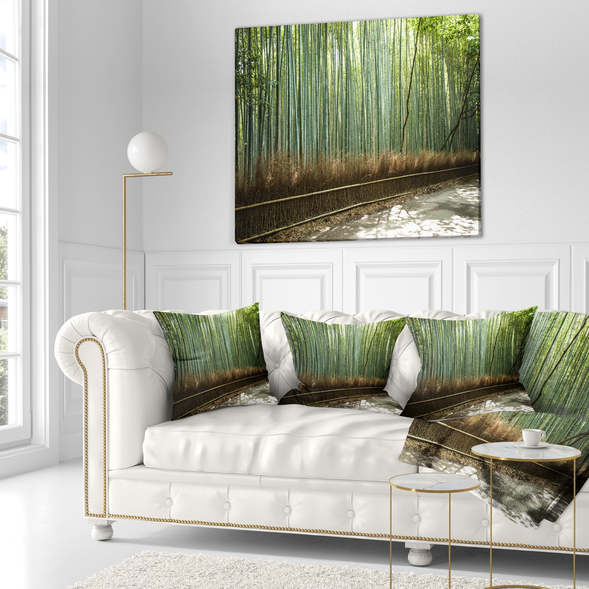 Designart Beautiful View of Bamboo Forest - Forest Throw Pillow - 16x16
