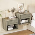 thumbnail image 4 of Zimtown Fluted Floating Nightstand Set of 1, End Table Wooden Bedside Table Large Capacity Easy to Assemble, Gray, 4 of 9