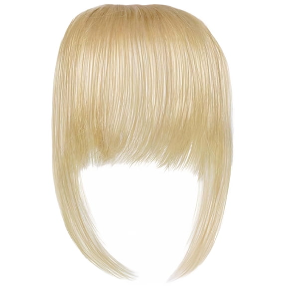 Blonde Clip in Bangs Real Human Hair, French Fringe Bangs with Temples, Natural Looking Clip on Bangs for Women Human Hair