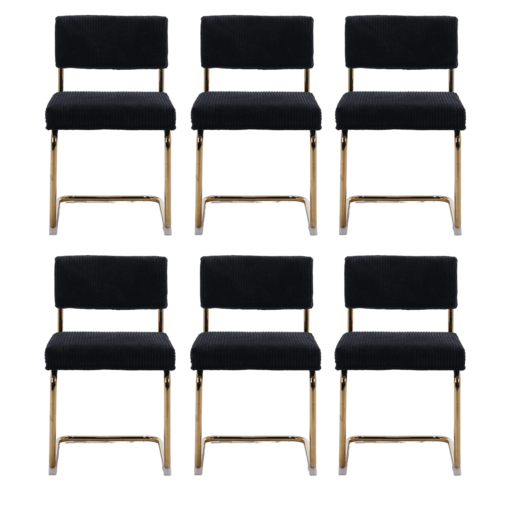Modern Accent Armless Kitchen Chairs with Channel Tufting, Dining Chairs with Corduroy Fabric