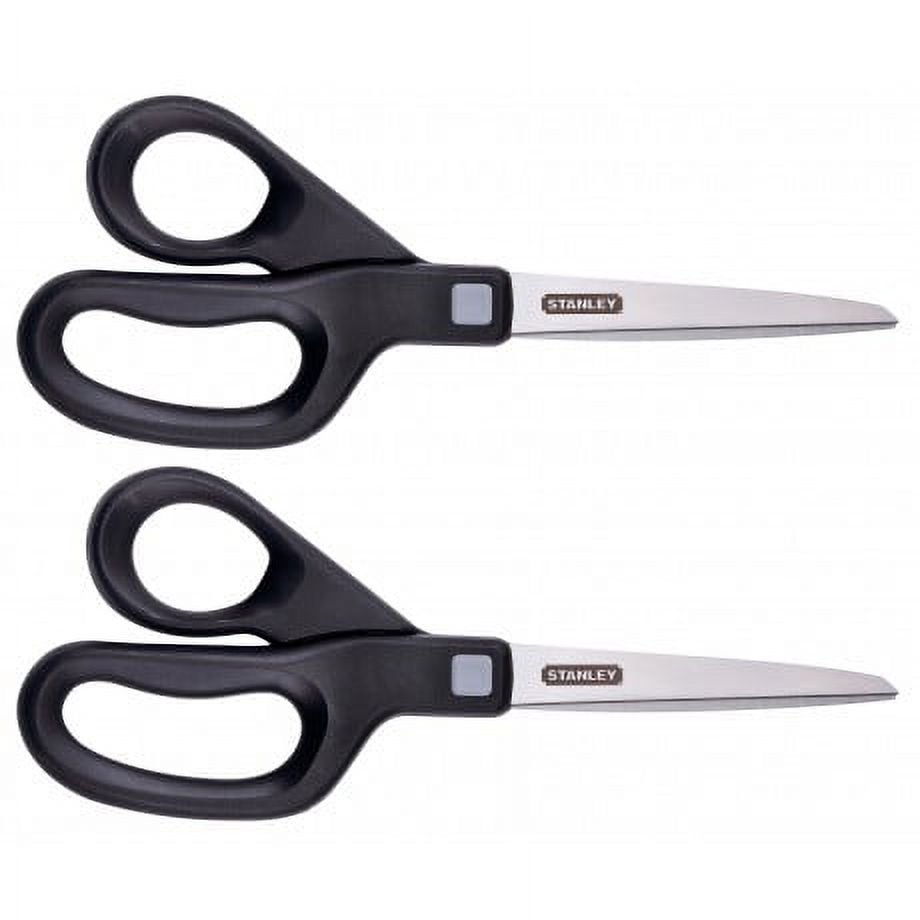 Stanley 8 Inch All-Purpose Scissor, 2 Pack, Black (SCI8ST-2PK)