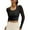 Black, variant on Women's Long Sleeve Workout Tops Mesh Scoop Neck 2 in 1 Slim Yoga Crop Tops Built in Bra Athletic Padded T Shirts(White,X-Large)